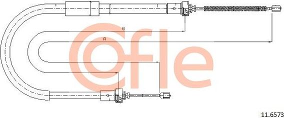 Трос ручника (тросик ручного тормоза) Cofle задний правый для Renault Clio III 2005-2014. Артикул 92.11.6573