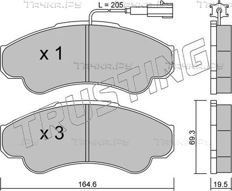 Тормозные колодки Trusting передние для Peugeot Boxer II (244) 2001-2006. Артикул 335.0