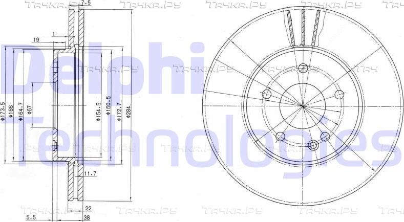 Тормозной диск Delphi передний для Mercedes-Benz C-Класс I (W202) 1993-2001. Артикул BG2768