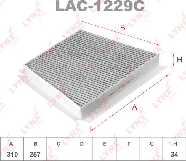 Салонный фильтр LYNXauto. Артикул LAC-1229C