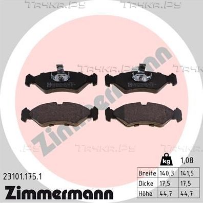 Тормозные колодки Zimmermann. Артикул 23101.175.1
