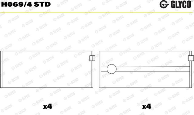Вкладыши коренные Glyco для Mercedes-Benz Vito II (W639) 2003-2014. Артикул H069/4 STD