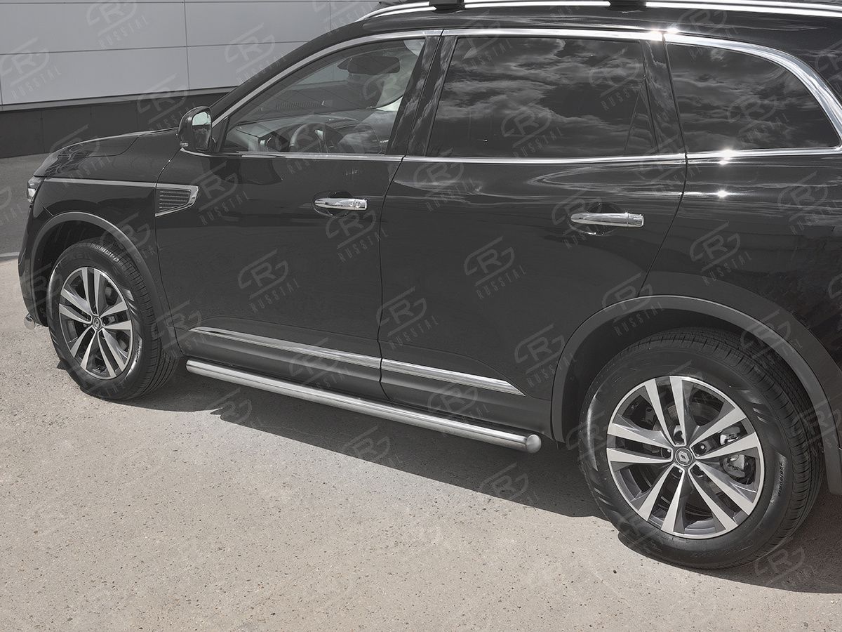 Защита порогов RusStal труба d63 (вариант 3) для Renault Koleos II 2016-2026. Артикул RKT-0029723