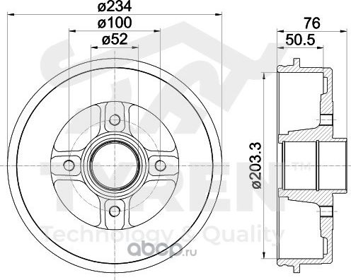 Тормозной барабан (Tyren). Артикул TYR1311611