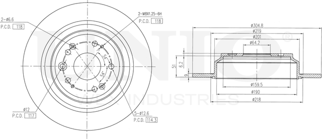 Диск тормозной (Unio). Артикул BRD-20526