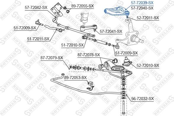 Поперечный рычаг передней подвески Stellox левый верхний для Mitsubishi L200 II 1992-1996. Артикул 57-72039-SX