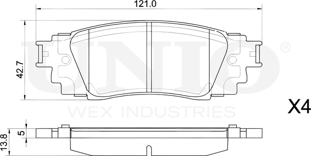 Колодки тормозные дисковые, комплект (Unio). Артикул BRP-20196
