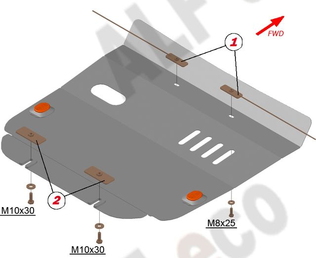 Защита алюминиевая Alfeco для картера и КПП Mercedes-Benz Viano W639 2003-2010. Артикул ALF.36.15al