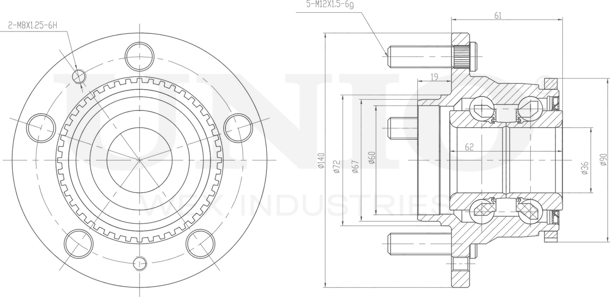 Ступица колеса с интегрированным подшипником (Unio). Артикул HUB-20097