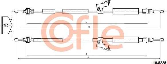Трос ручника (тросик ручного тормоза) Cofle. Артикул 92.10.8228