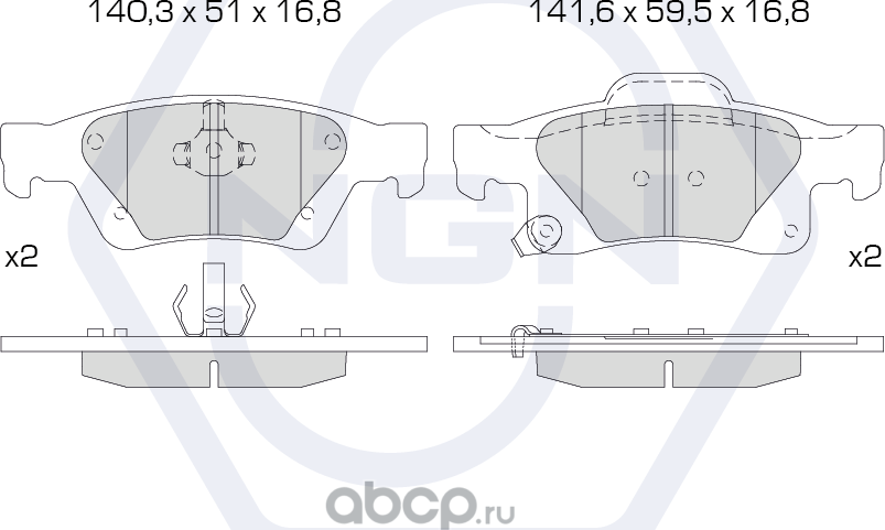 Колодки тормозные керамические, задние (NGN). Артикул 3501245
