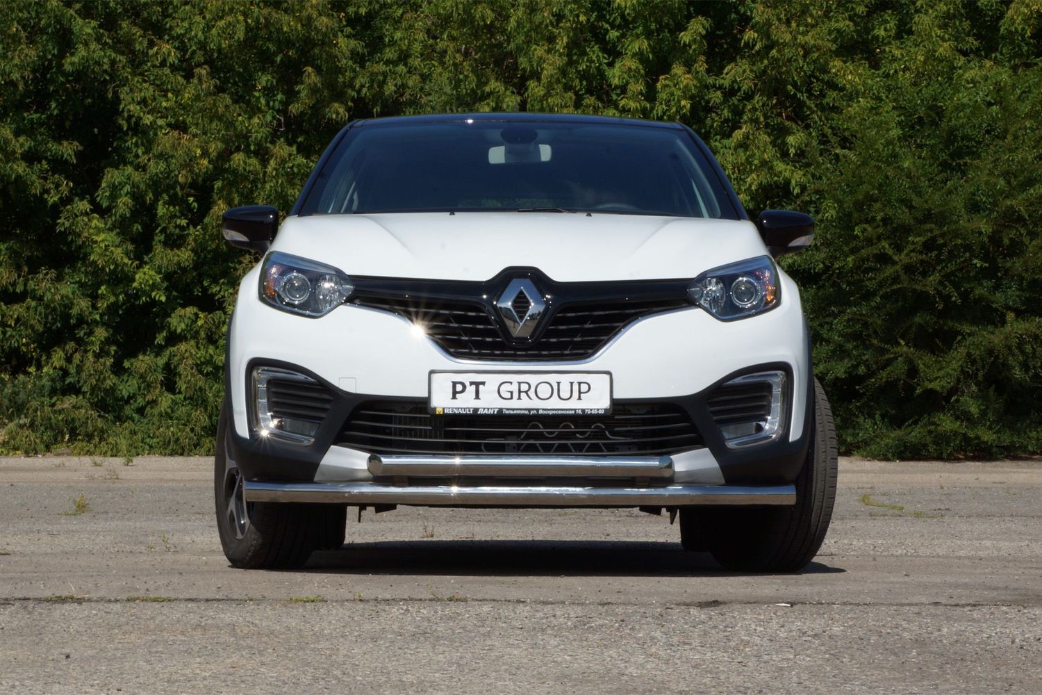 Защита PT Group переднего бампера двойная d63/63 (НПС) для Renault Kaptur 2016-2026. Артикул RKA220201