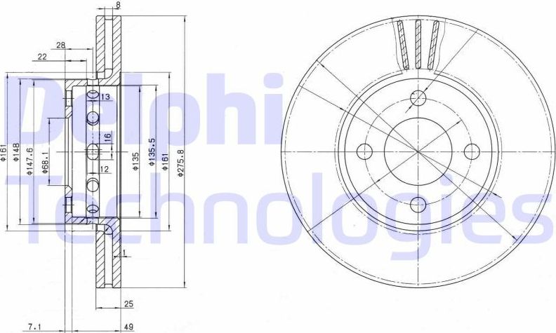 Тормозной диск Delphi. Артикул BG2748