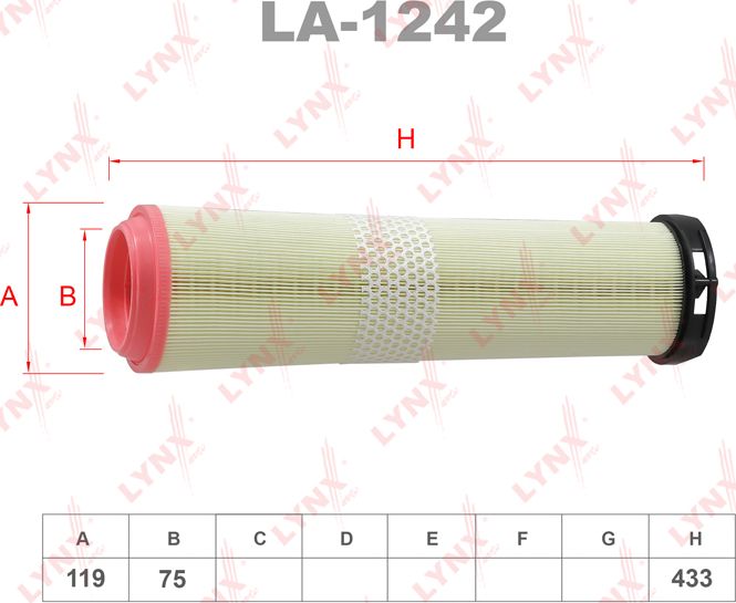 Воздушный фильтр LYNXauto. Артикул LA-1242