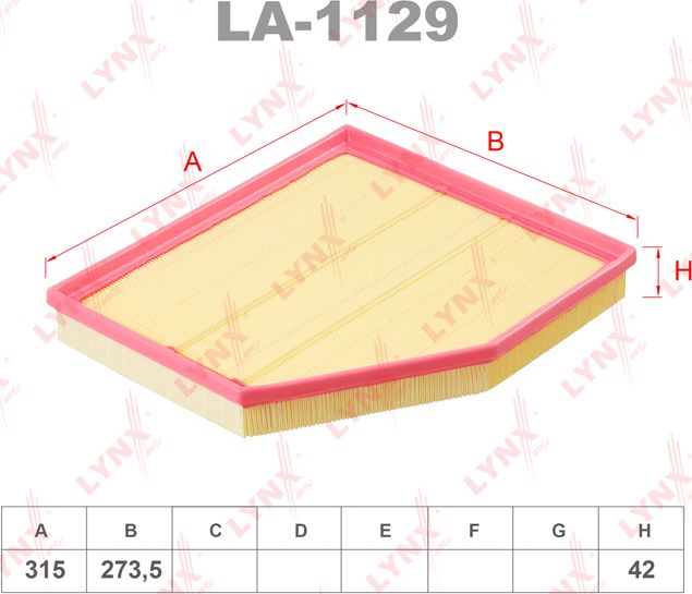 Воздушный фильтр LYNXauto. Артикул LA-1129
