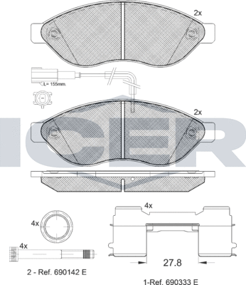 Тормозные колодки Icer. Артикул 141803-203