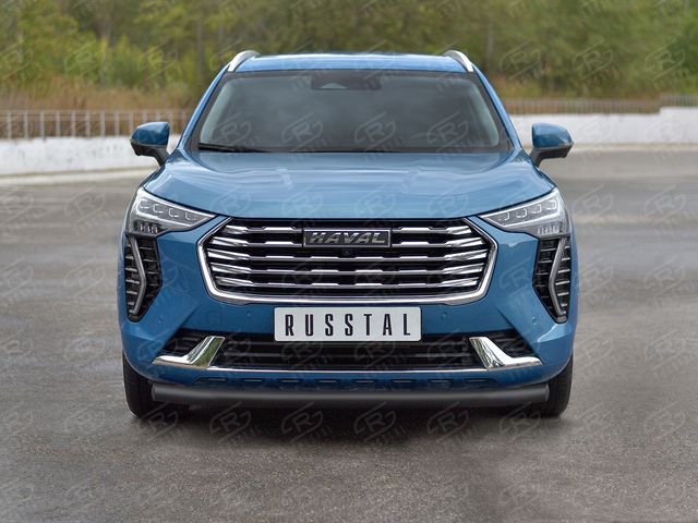 Защита RusStal переднего бампера d63 секции для Haval Jolion 1.5 2WD (кроме Comfort) 2021-2026 Черная. Артикул HJOLZ-003987CH