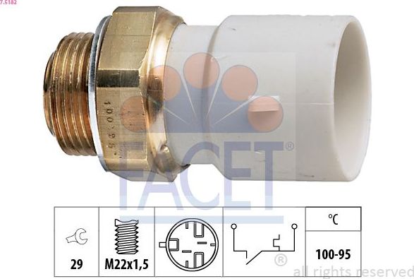 Датчик включения вентилятора Facet Made in Italy - OE Equivalent. Артикул 7.5182