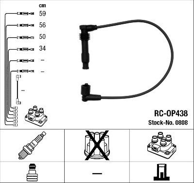 Высоковольтные провода (провода зажигания) (комплект) NGK для Opel Astra F 1994-2005. Артикул 0808