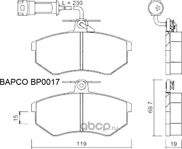 КОЛОДКИ ТОРМОЗНЫЕ ДИСКОВЫЕ ПЕРЕДНИЕ, BP017 (Bapco) Bapco. Артикул BP0017