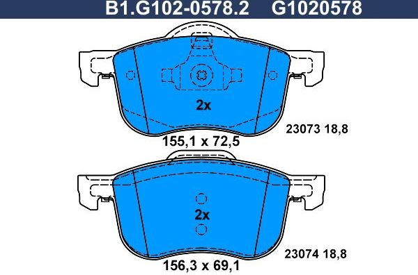 Тормозные колодки Galfer. Артикул B1.G102-0578.2