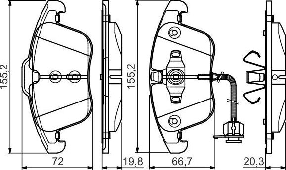 Тормозные колодки Bosch (Low-Metallic) передние для Audi A4 IV (B8) 2007-2015. Артикул 0 986 495 129
