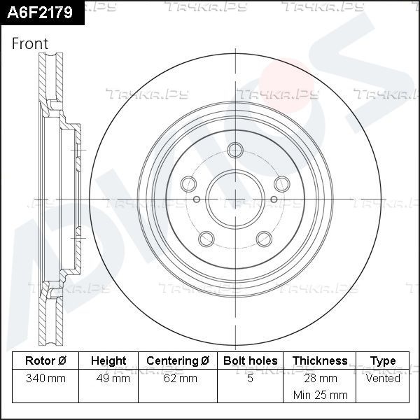 Тормозной диск Advics. Артикул A6F2179