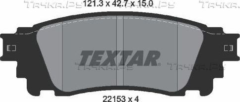 Тормозные колодки Textar задние для Toyota Alphard III 2015-2026. Артикул 2215301