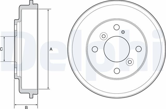 Тормозной барабан Delphi задний для Ford Fiesta VI 2008-2019. Артикул BF525