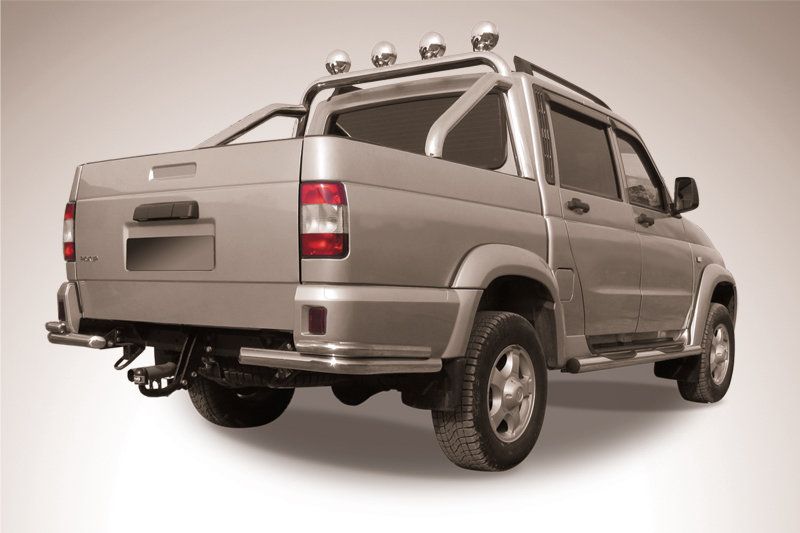 Защита Slitkoff задняя уголки d57+d42 двойные для УАЗ Pickup I рестайлинг 2014-2026. Артикул UPpic14-008