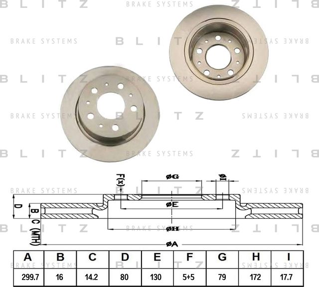 Диск тормозной PSA/FIAT JUMPER/BOXER/DUCATO 06- задн. (Blitz). Артикул BS0242
