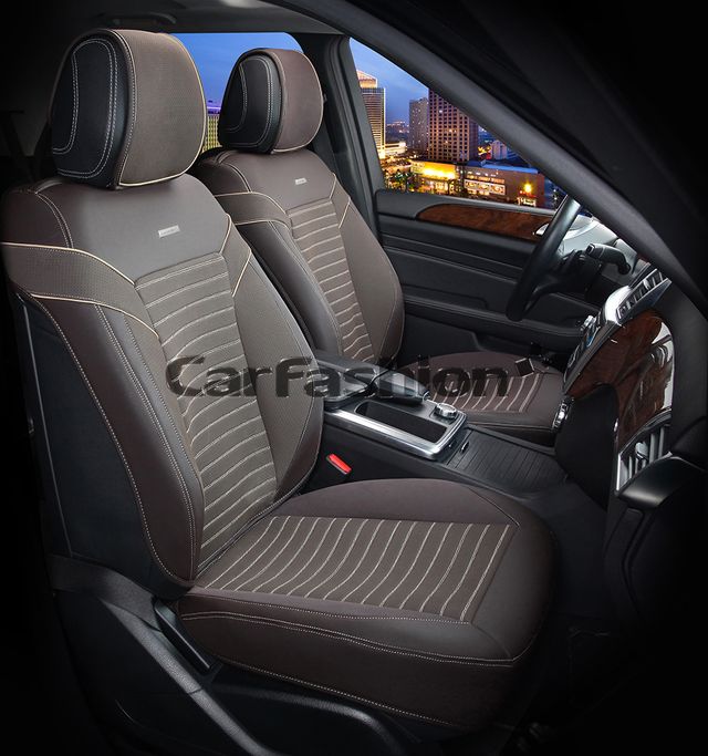 Накидки универсальные CarFashion Chester на переднее сидения авто, цвет Коричневый/Бежевый/Бежевый. Артикул 21936