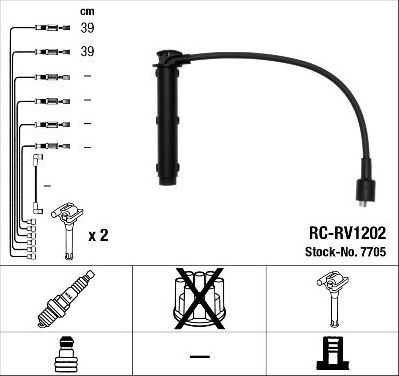 Высоковольтные провода (провода зажигания) (комплект) NGK для Rover 75 I 1999-2005. Артикул 7705