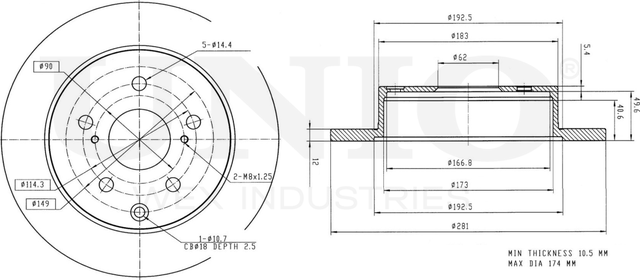 Диск тормозной (Unio). Артикул BRD-20072