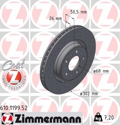 Тормозной диск Zimmermann SPORT Z. Артикул 610.1199.52