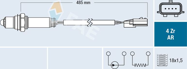 Лямбда-зонд (кислородный датчик) FAE. Артикул 75634