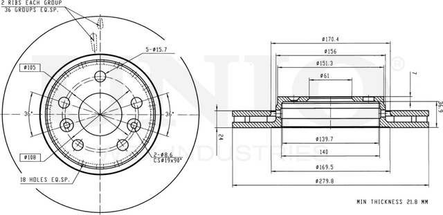 Диск тормозной (Unio). Артикул BRD-20301