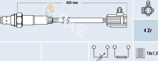 Лямбда-зонд (кислородный датчик) FAE для Dodge Neon II 1999-2005. Артикул 77325