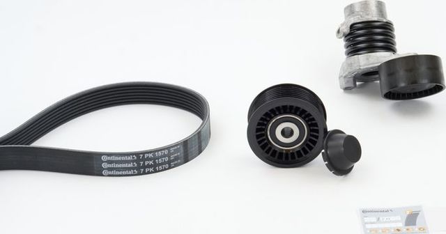 Приводной ремень поликлиновой с роликами (комплект) ContiTech для Renault Kadjar I 2015-2026. Артикул 7PK1570K1