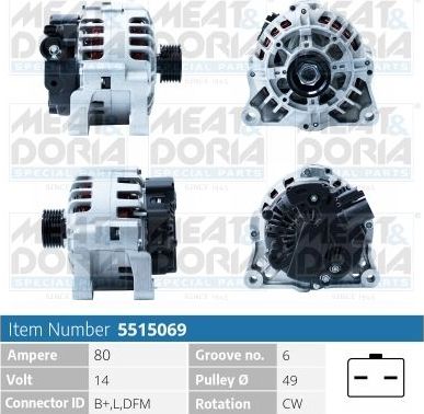 Генератор Meat & Doria для Citroen Xsara 1997-2005. Артикул 5515069