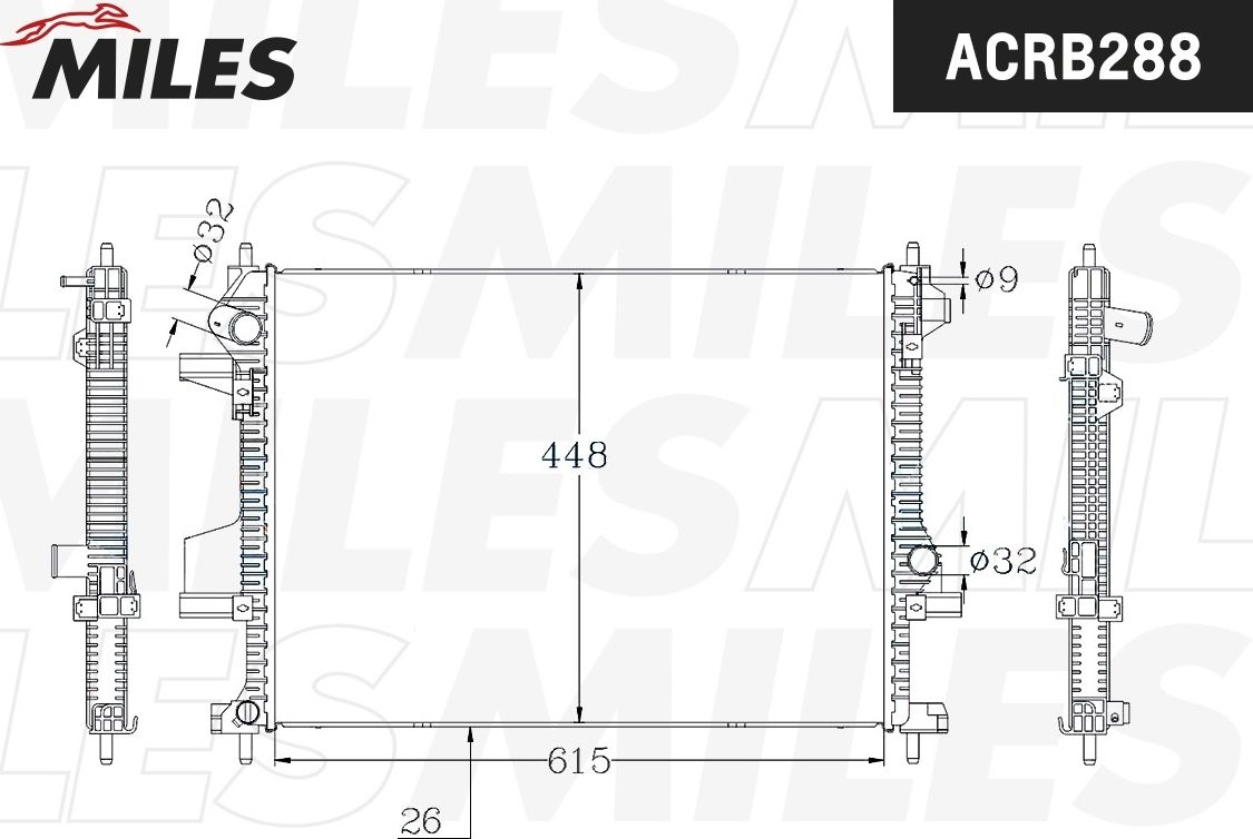 Радиатор CHERY TIGGO 4 PRO (21-)/7 PRO (20-)/8 (18-)/8 PRO (21-)/OMODA C5 (22-) (Miles). Артикул ACRB288