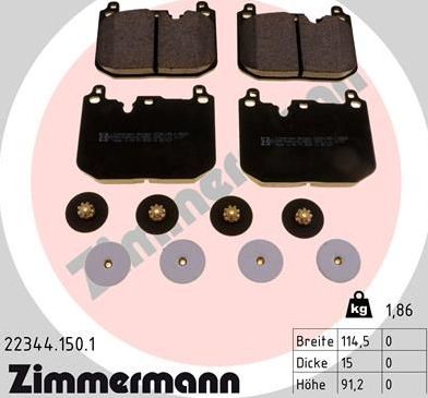 Тормозные колодки Zimmermann передние для MINI Hatch III (F55/F56) 2013-2026. Артикул 22344.150.1
