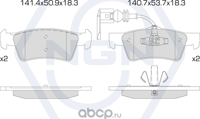 Колодки тормозные керамические, задние (NGN). Артикул 3501788