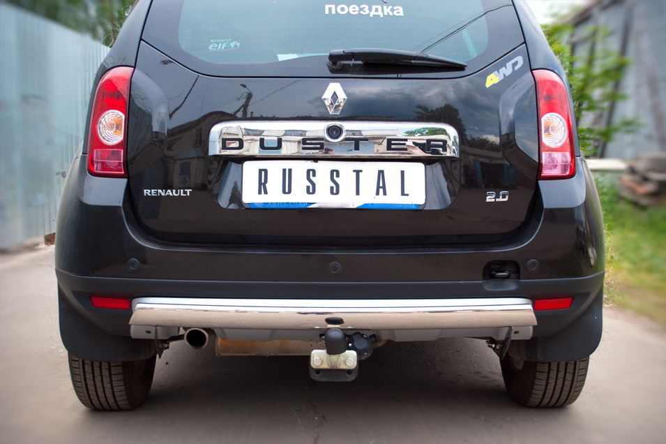 Защита RusStal заднего бампера d75х42 овал для Renault Duster 4WD I 2010-2020. Артикул RD4Z-000445