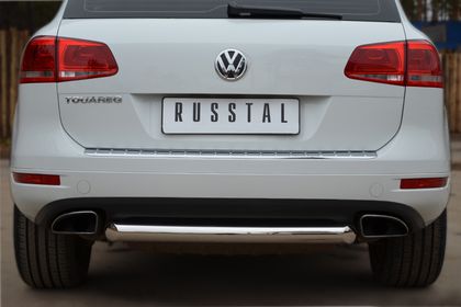 Защита RusStal заднего бампера d76 (дуга) для Volkswagen Touareg II до рестайлинга 2010-2013. Артикул VTZ-001074