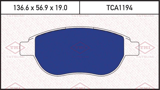 Колодки тормозные PEUGEOT 307 00- перед. (Tatsumi). Артикул TCA1194