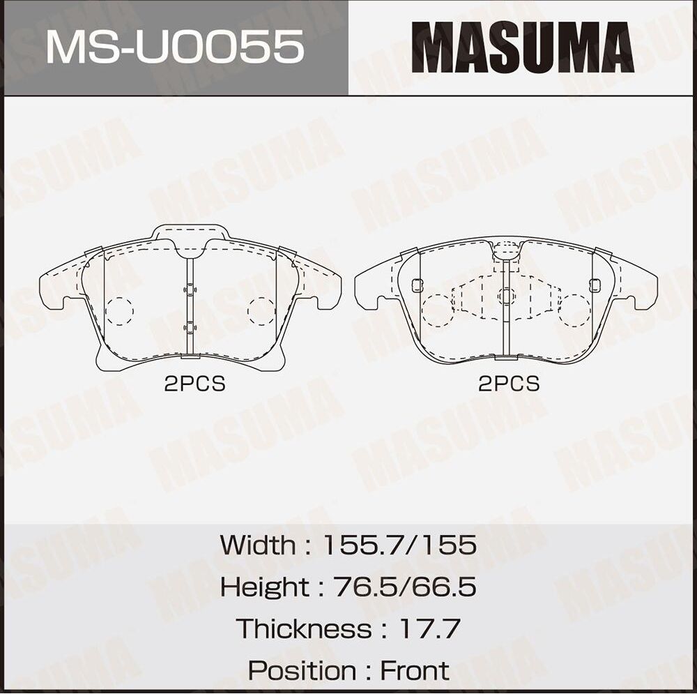 Колодки тормозные дисковые (Masuma). Артикул MSU0055
