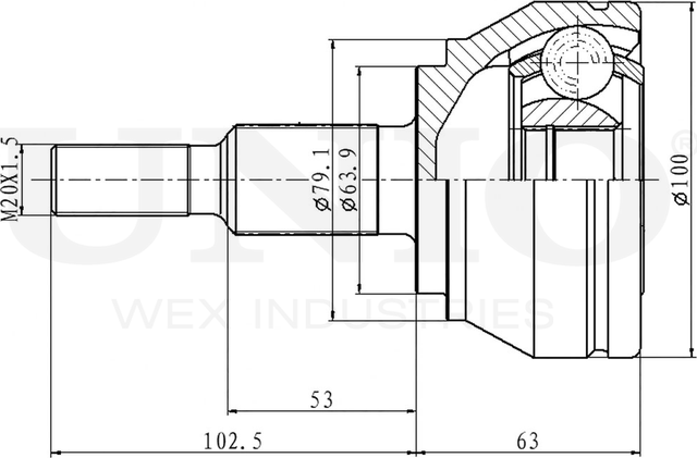 ШРУС наружный (Unio). Артикул CVJ-20321