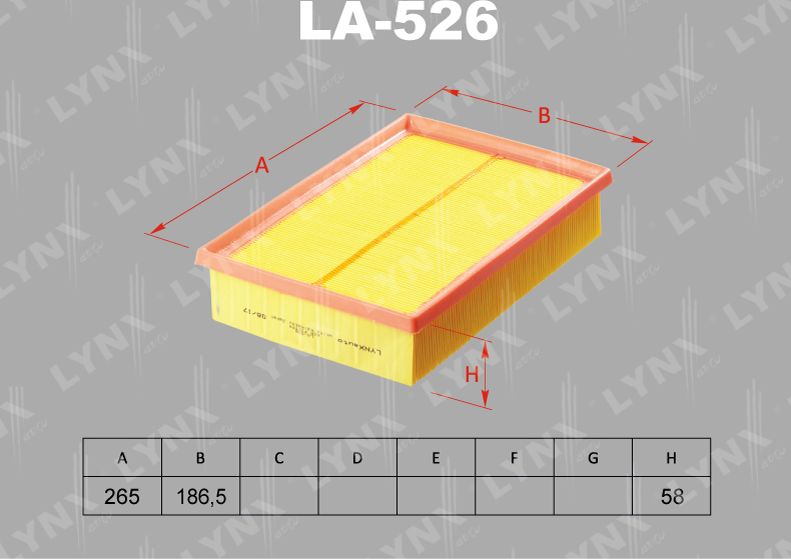 Воздушный фильтр LYNXauto. Артикул LA-526