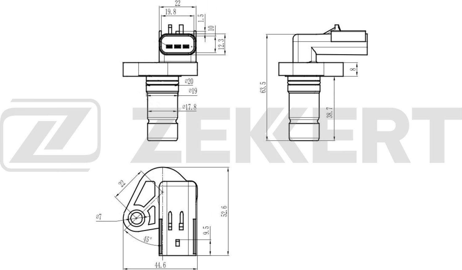Датчик положения коленвала Zekkert для Chrysler Sebring II 2001-2002. Артикул SE-4128